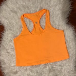 Lululemon Orange Cropped Racerback Tank Top